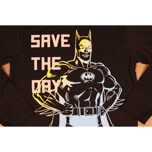 Batman Save the Day Long Sleeve Graphic Tee T-Shirt Boys (Small) Black NWOT - Picture 2 of 6